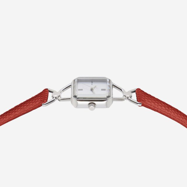 Custom small square plate stainless steel waterproof simple calfskin fashion women's watch