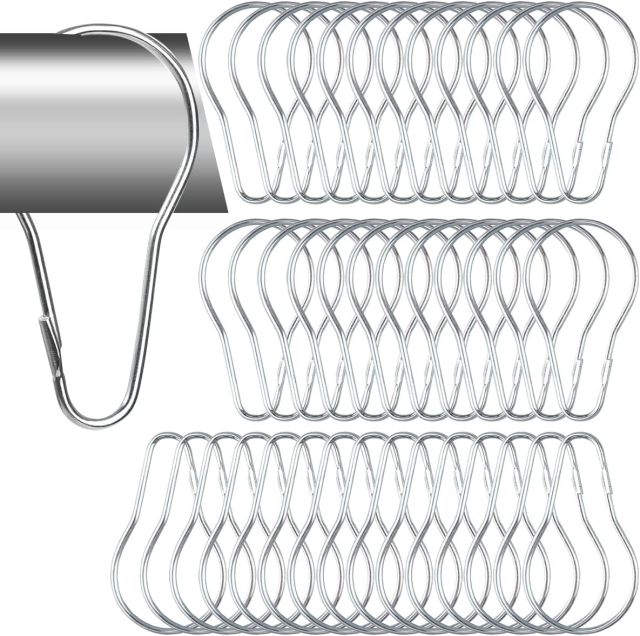 XiaoLiYu  Reusable Hanging Shower Rings Metal Shower Hooks Practical Shower Curtain Hangers Metal Shower Curtain Clips for Bathroom Bedroom Kitchen Home Curtain Applications, Silver