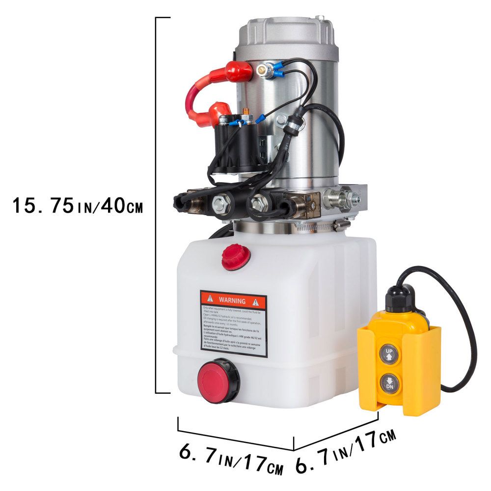 HONYTA 3 Quart Plastic Oil Tank Hydraulic Power Unit Hydraulic Pump Dump Trailer Car Lifting 12V DC Motor Double Acting Hydraulic Power Pack