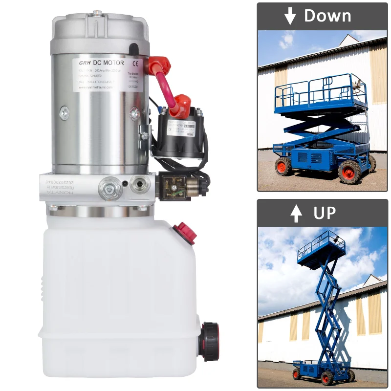 HONYTA 3 Quart Plastic Oil Tank Hydraulic Power Unit Hydraulic Pump Dump Trailer Car Lifting 12V DC Motor Double Acting Hydraulic Power Pack