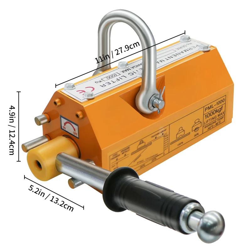 Magnetic Lifter, 2200Lbs Permanent Lift Magnets with Release, 1000KG Lifting Magnet with Strong Neodymium Magnets, Used in Shop Crane, for Hoist, Board, Lifting Plate Steel