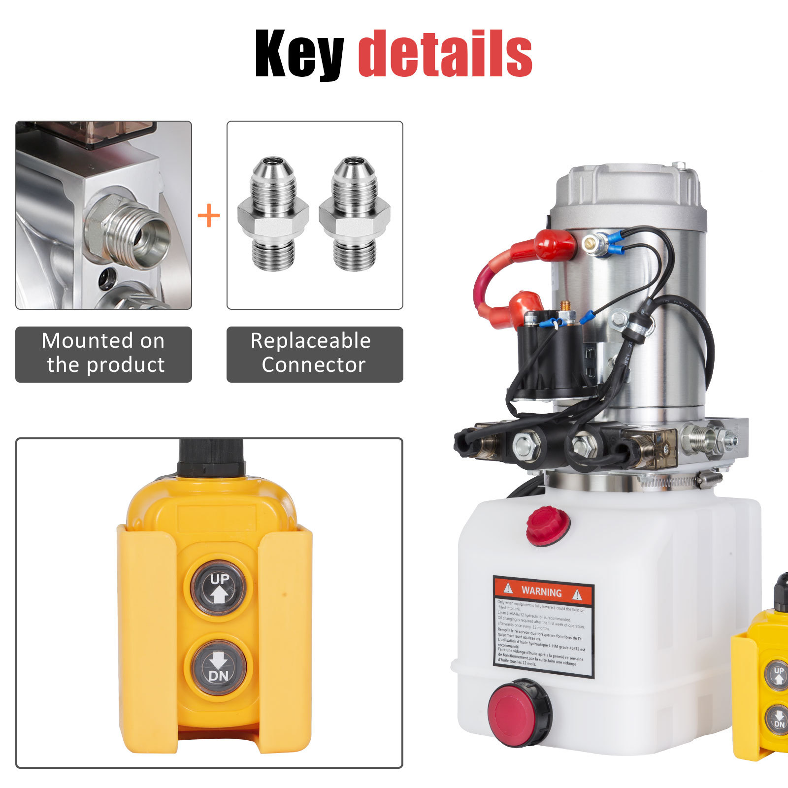 HONYTA 3 Quart Plastic Oil Tank Hydraulic Power Unit Hydraulic Pump Dump Trailer Car Lifting 12V DC Motor Double Acting Hydraulic Power Pack