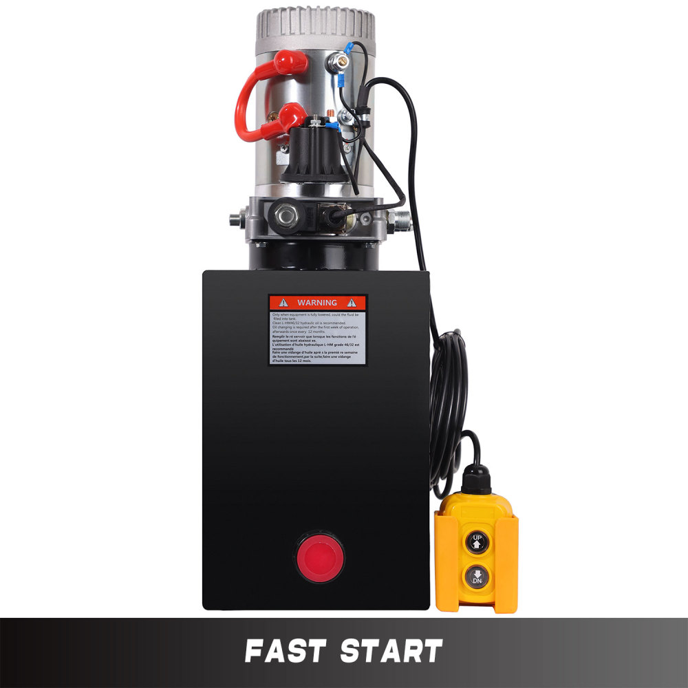 HONYTA Hydraulic Power Unit 12V DC Motor with 8 Quart Iron Oil Tank Singel Acting Performance Pump for Lifting 4M Control Handle