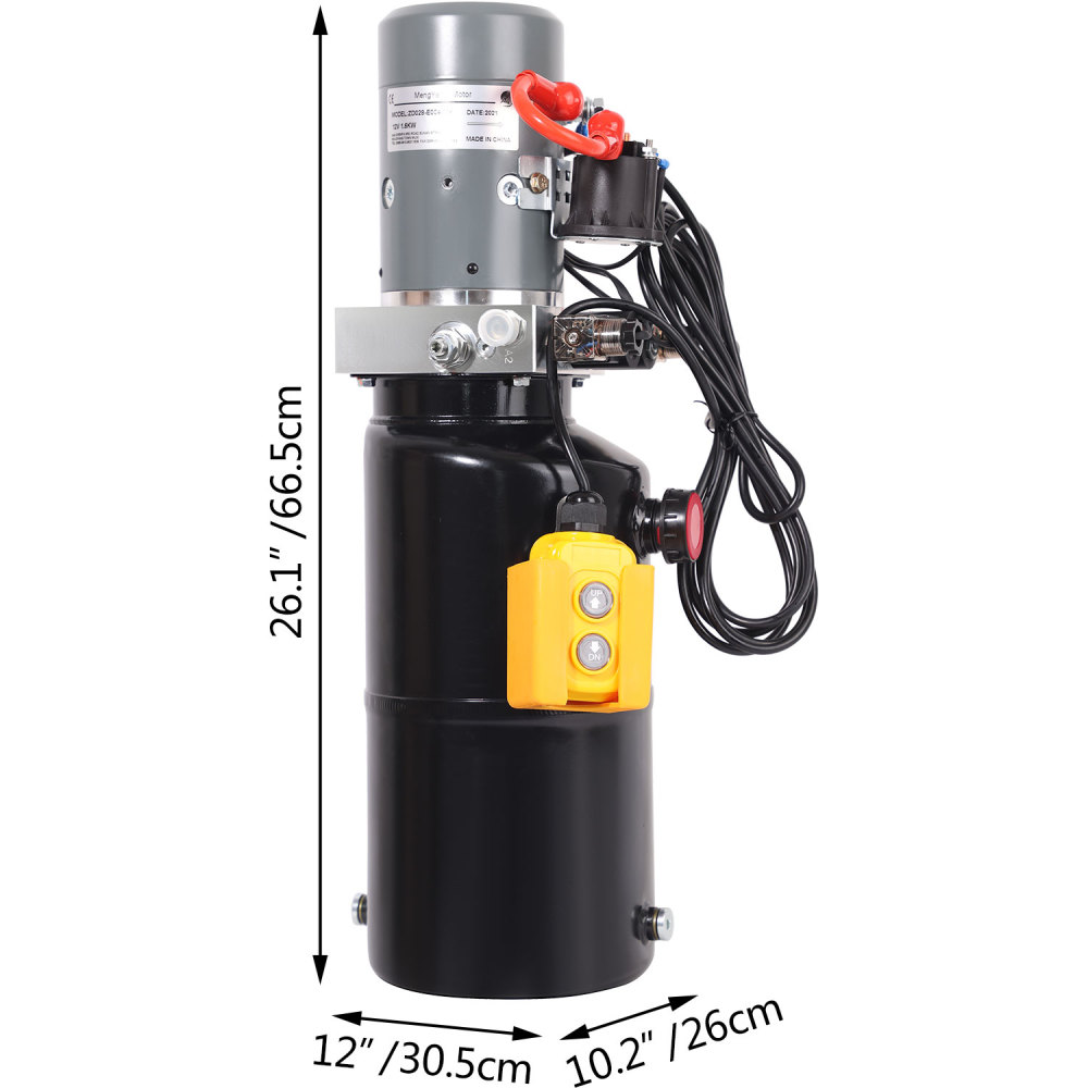 HONYTA Hydraulic Power Unit 12V DC Motor with 8 Quart Iron Oil Tank Double Acting Performance Pump for Lifting 4M Control Handle