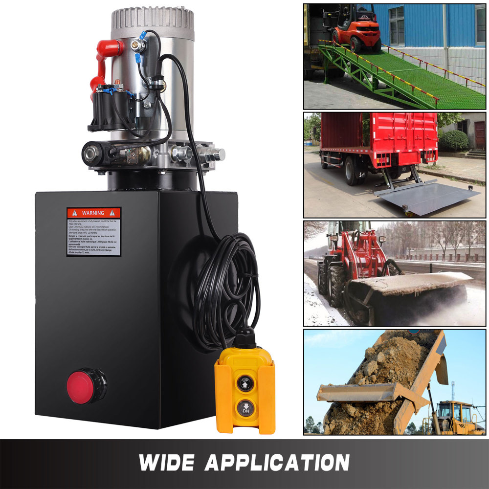 HONYTA Hydraulic Power Unit 12V DC Motor with 8 Quart Iron Oil Tank Singel Acting Performance Pump for Lifting 4M Control Handle