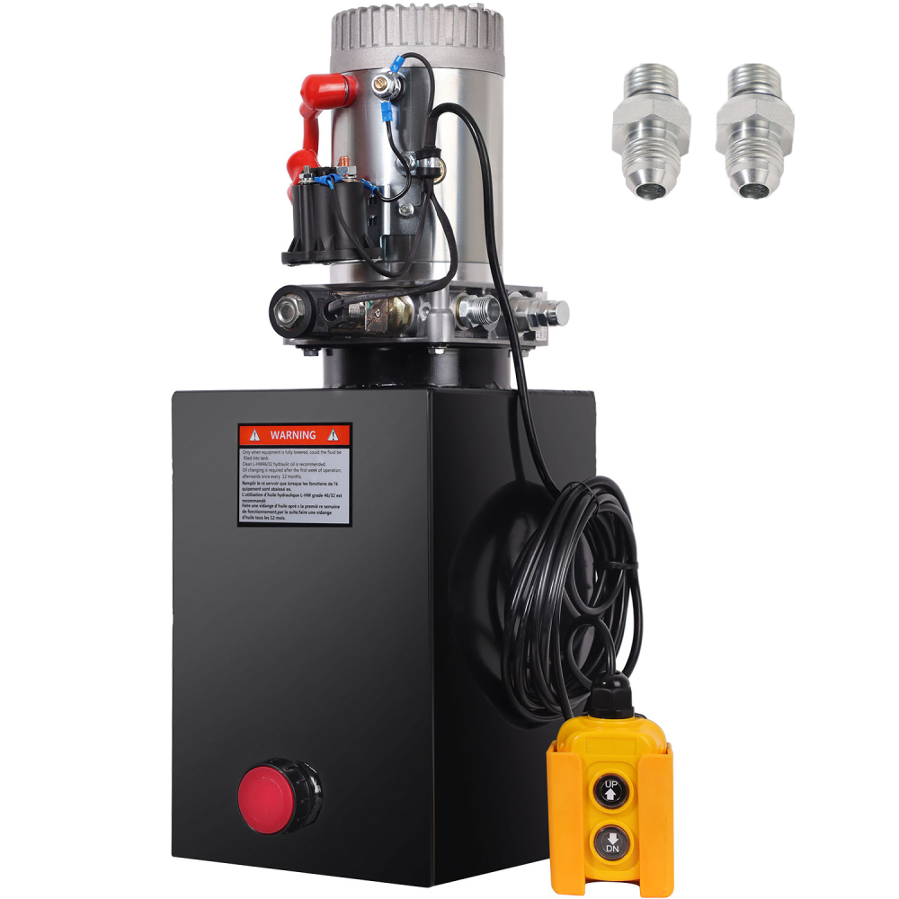 HONYTA Hydraulic Power Unit 12V DC Motor with 8 Quart Iron Oil Tank Singel Acting Performance Pump for Lifting 4M Control Handle