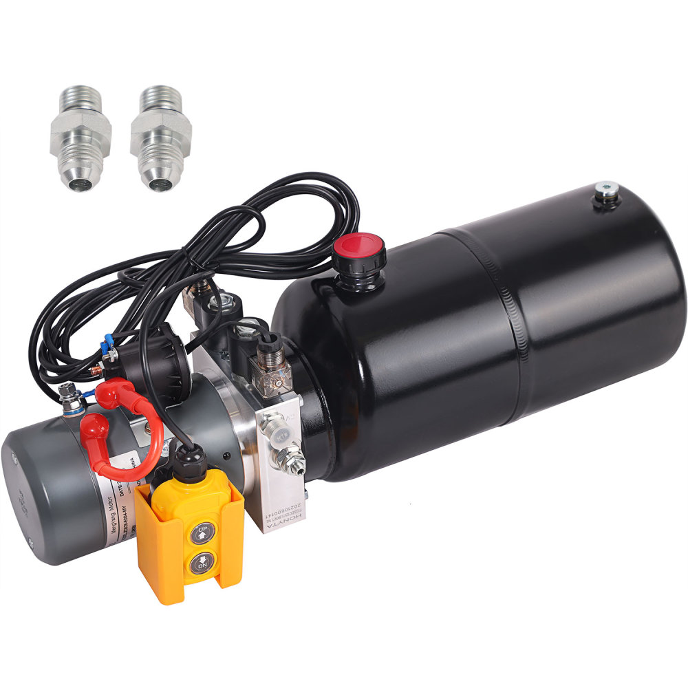 HONYTA Hydraulic Power Unit 12V DC Motor with 8 Quart Iron Oil Tank Double Acting Performance Pump for Lifting 4M Control Handle