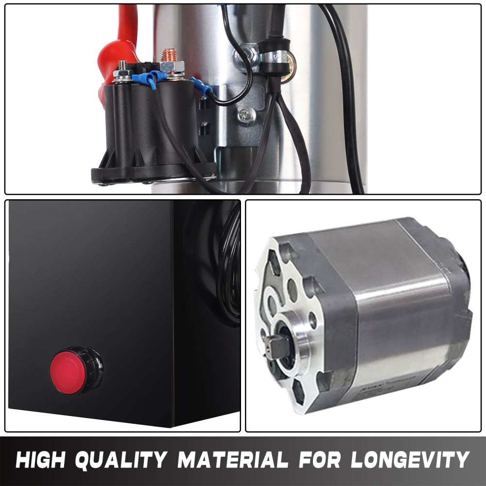 HONYTA Hydraulic Power Unit 12V DC Motor with 8 Quart Iron Oil Tank Singel Acting Performance Pump for Lifting 4M Control Handle