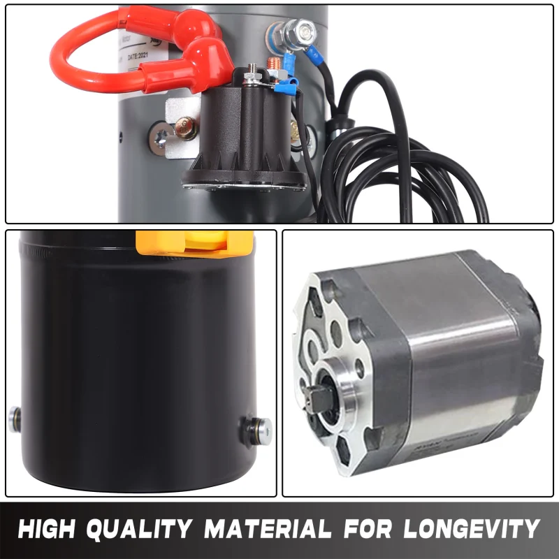 HONYTA Hydraulic Power Unit 12V DC Motor with 8 Quart Iron Oil Tank Double Acting Performance Pump for Lifting 4M Control Handle