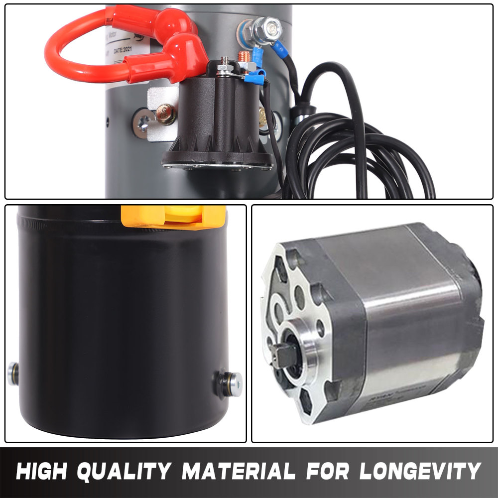HONYTA Hydraulic Power Unit 12V DC Motor with 8 Quart Iron Oil Tank Double Acting Performance Pump for Lifting 4M Control Handle