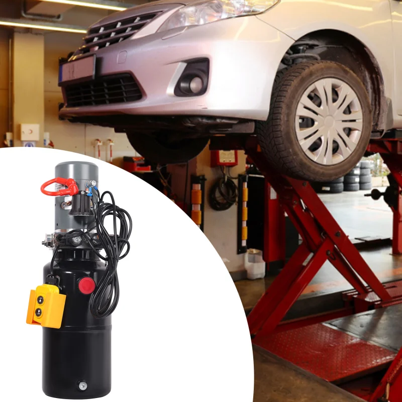 HONYTA Hydraulic Power Unit 12V DC Motor with 8 Quart Iron Oil Tank Double Acting Performance Pump for Lifting 4M Control Handle