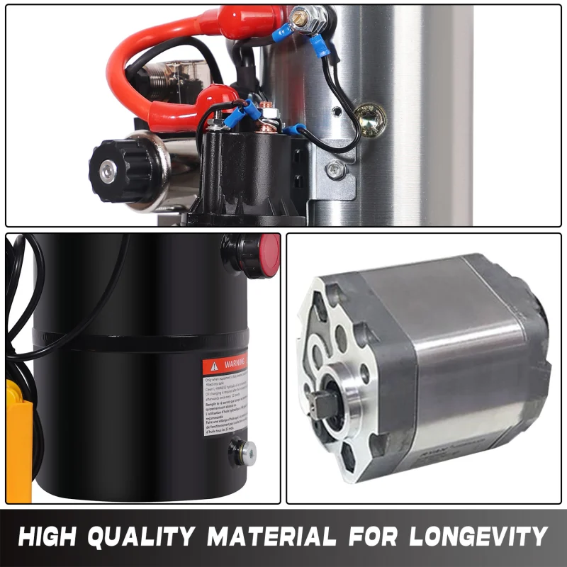 HONYTA Hydraulic Power Unit with 6 Quart Iron Oil Tank 12V DC Motor Single Acting Hydraulic Power Pack with Pressure Gauge, Hydraulic Pump for Lifting 4M Control Handle…