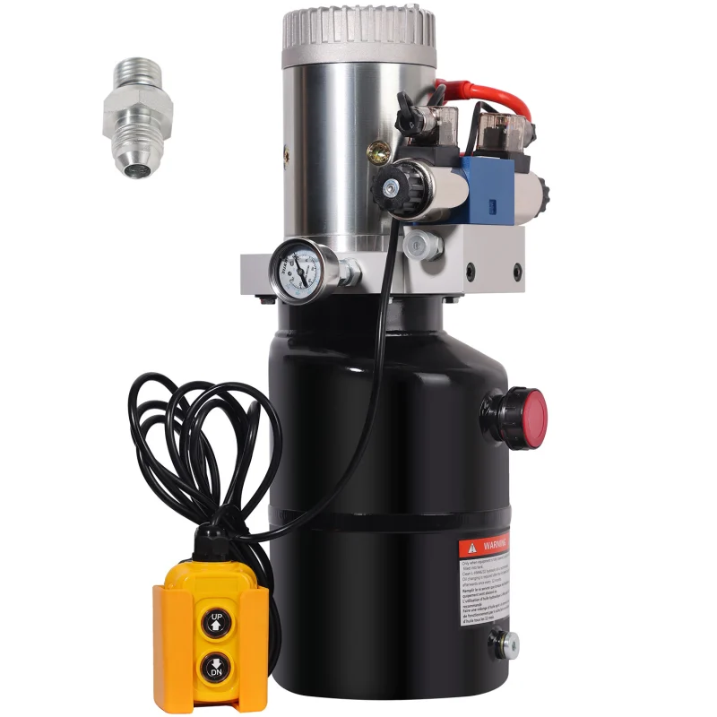 HONYTA Hydraulic Power Unit with 6 Quart Iron Oil Tank 12V DC Motor Single Acting Hydraulic Power Pack with Pressure Gauge, Hydraulic Pump for Lifting 4M Control Handle…