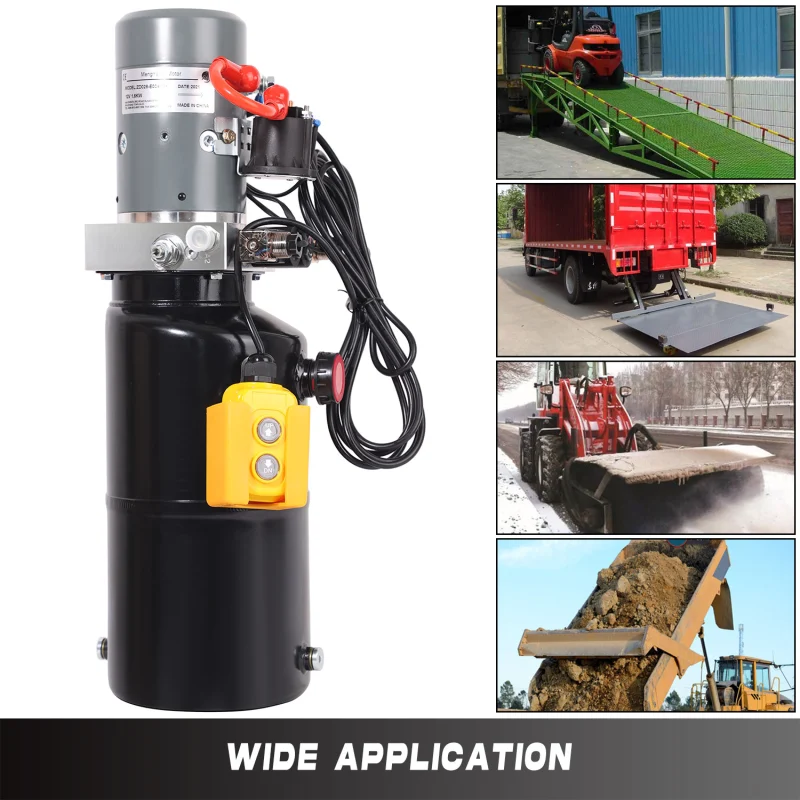 HONYTA Hydraulic Power Unit 12V DC Motor with 8 Quart Iron Oil Tank Double Acting Performance Pump for Lifting 4M Control Handle