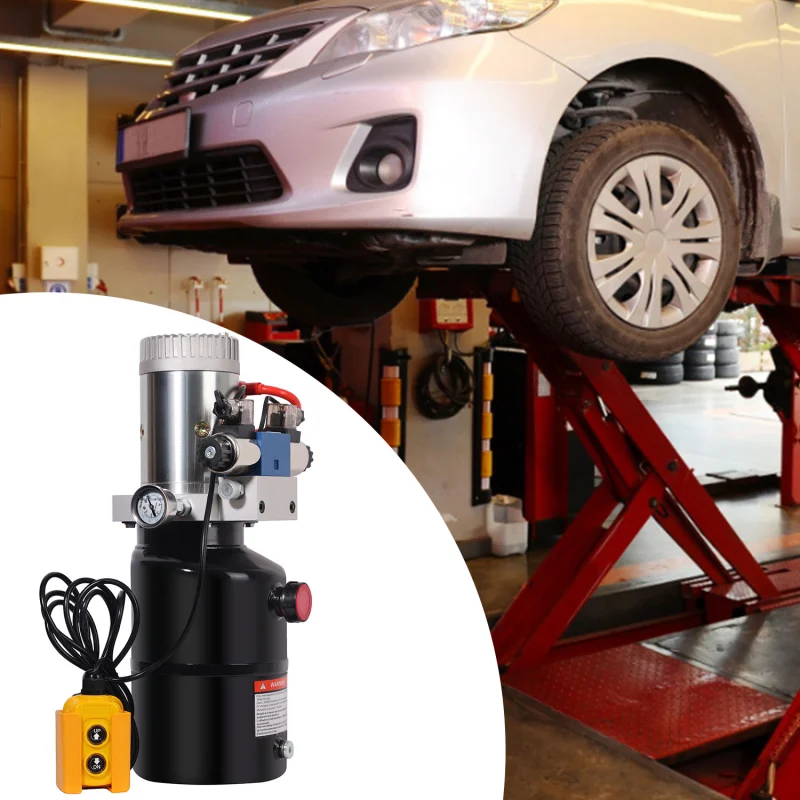 HONYTA Hydraulic Power Unit with 6 Quart Iron Oil Tank 12V DC Motor Single Acting Hydraulic Power Pack with Pressure Gauge, Hydraulic Pump for Lifting 4M Control Handle…