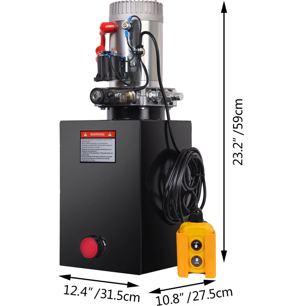 HONYTA Hydraulic Power Unit 12V DC Motor with 8 Quart Iron Oil Tank Singel Acting Performance Pump for Lifting 4M Control Handle
