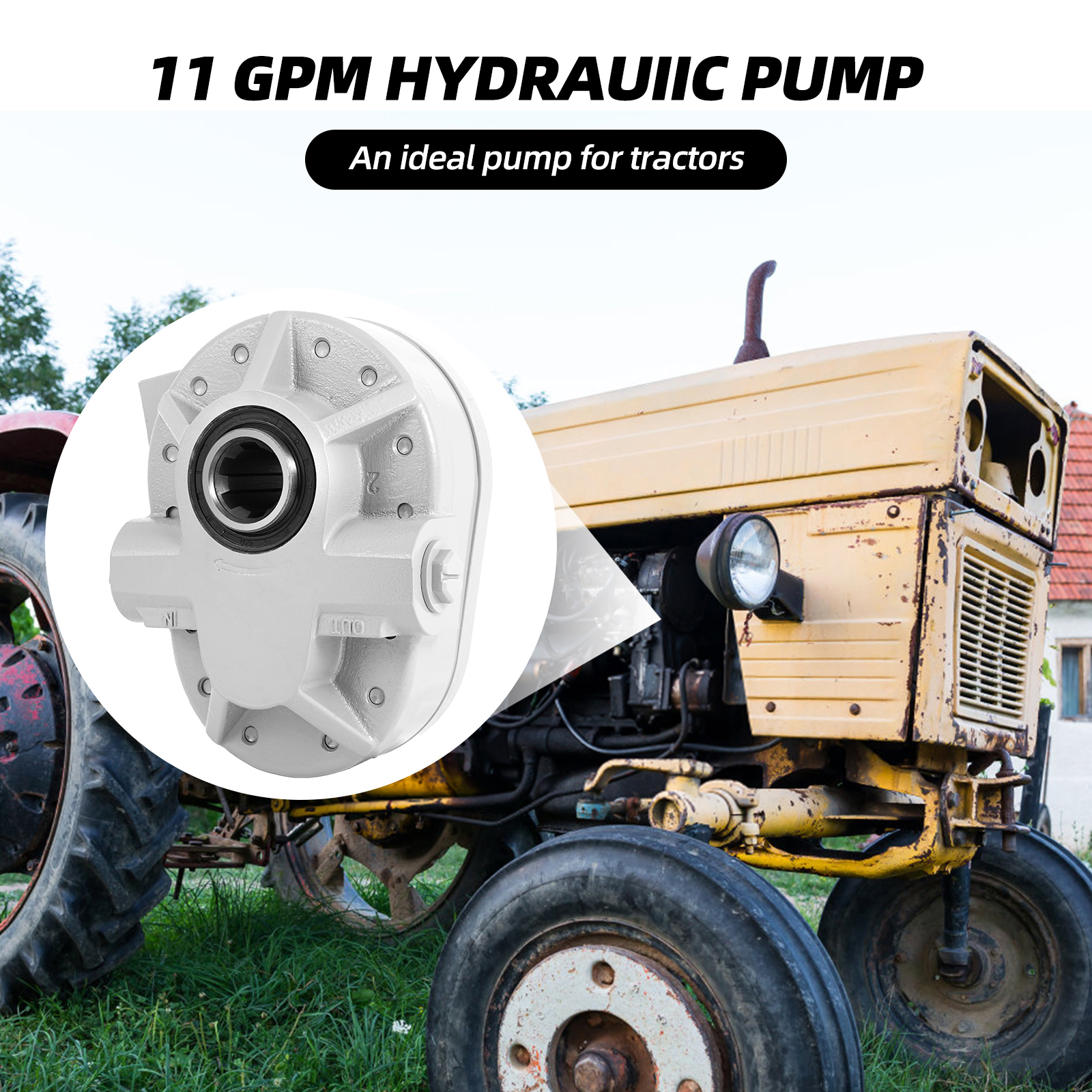 HONYTA Hydraulic PTO Pump 11 GPM 540 RPM 2250PSI Hydraulic Power Take Off Pump 6 Teeth SAE16 Inlet and SAE12 Outlet for Trucks and Tractor