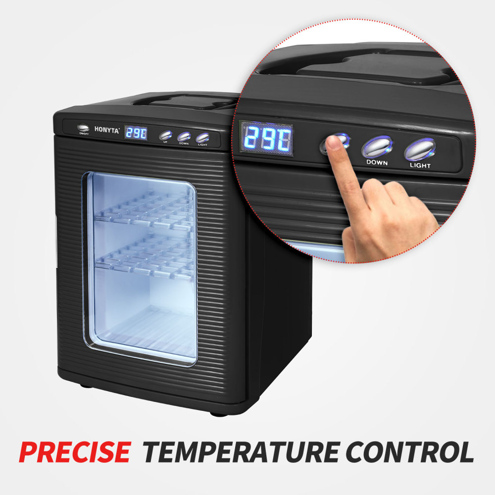 HONYTA Incubators for Hatching Eggs, 25L Portable Reptile Scientific Lab Incubator with 5°C-60°C, 12V/110V Heating and Cooling for Small Reptiles (Black)