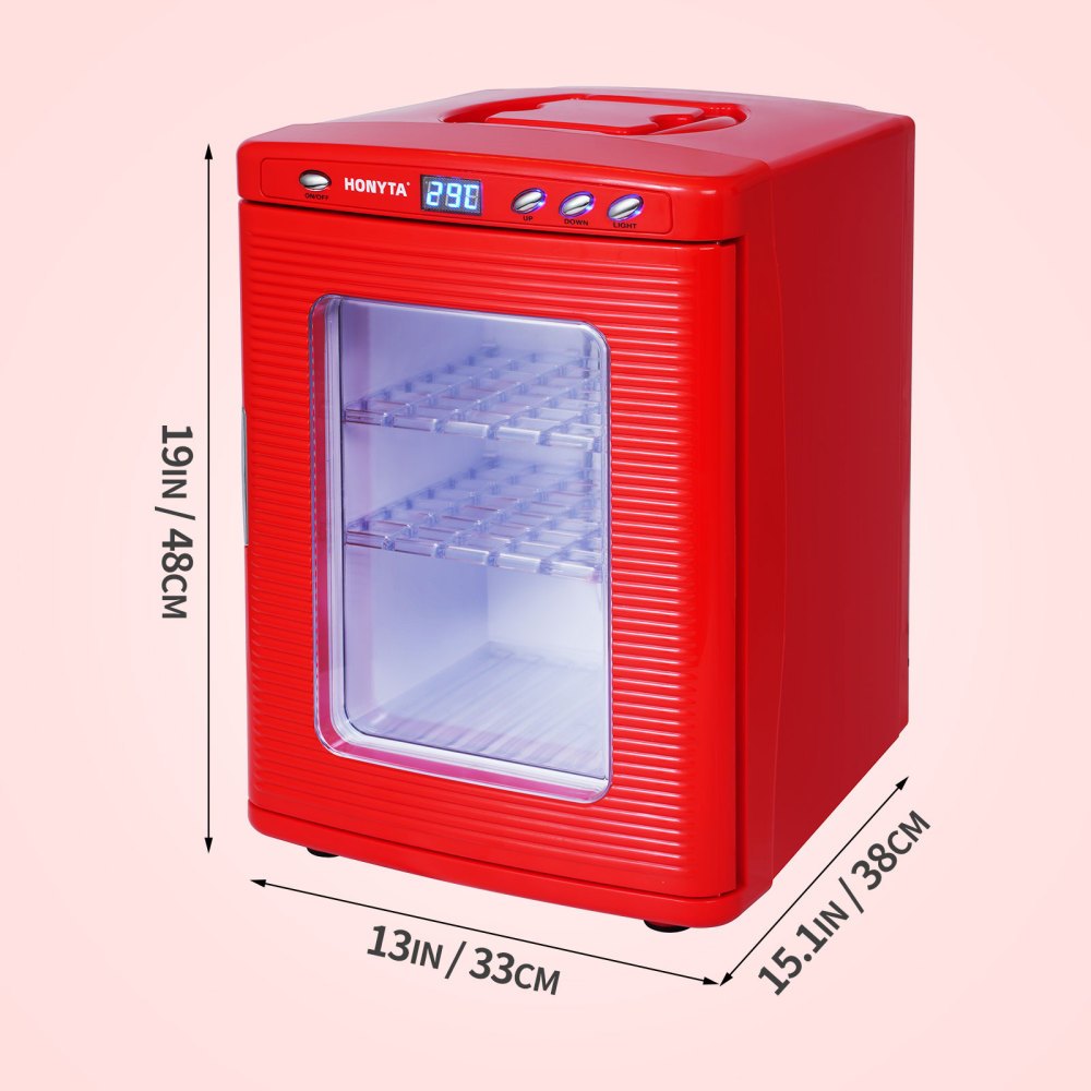 HONYTA Incubators for Hatching Eggs, 25L Portable Reptile Scientific Lab Incubator with 5°C-60°C, 12V/110V Heating and Cooling for Small Reptiles (Red)