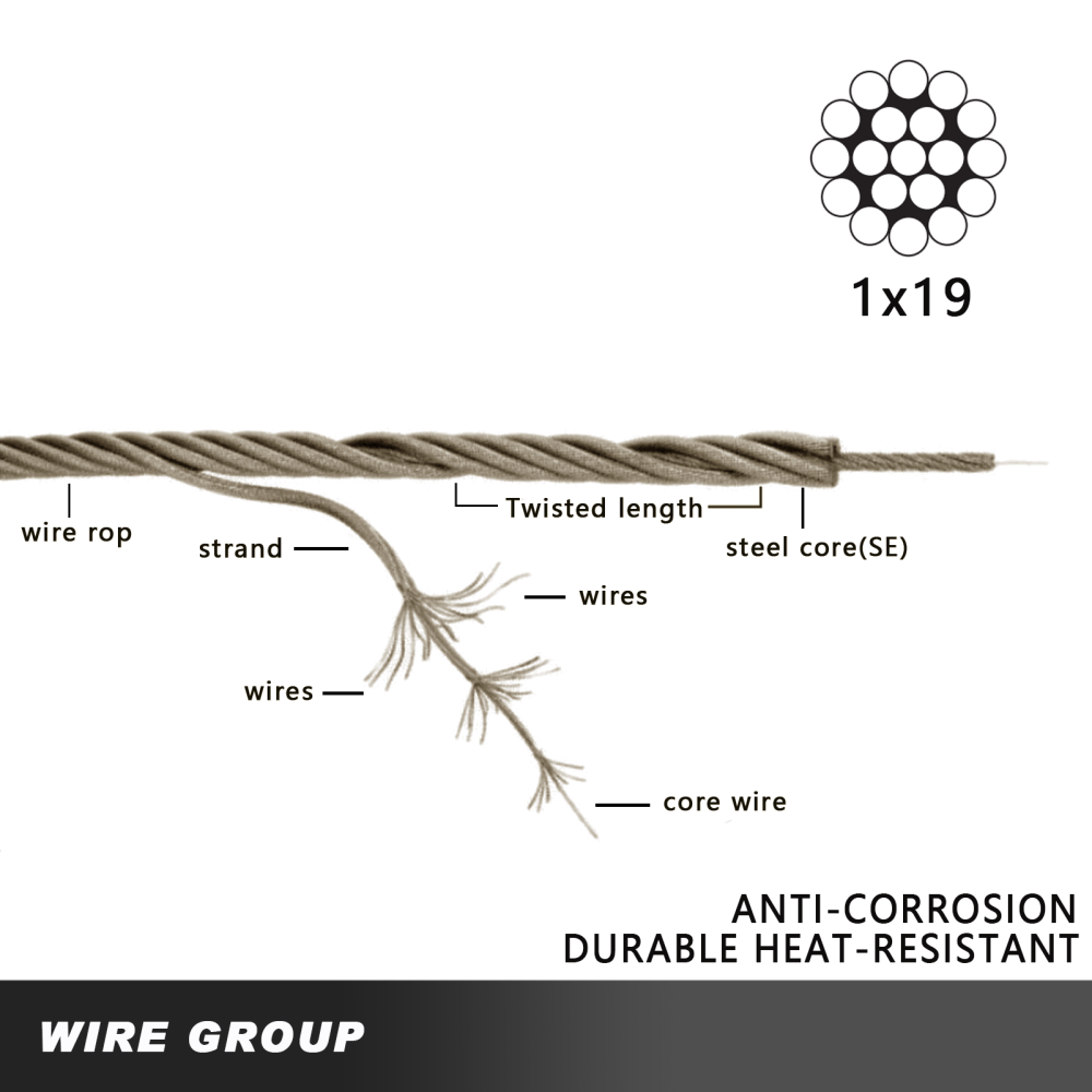 HONYTA 3/16 Inch 316 Stainless Steel Cable 500ft Length 1 x 19 Strands Construction Aircraft Cable 4270lbs Breaking Strength for Steel Wire Cable