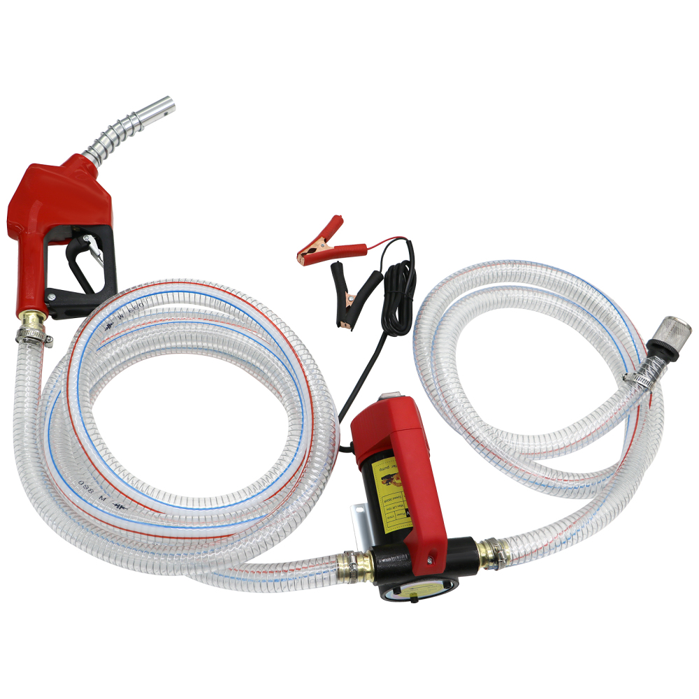 HONYTA 12V Fuel Transfer Pump, 12GPM Diesel Transfer Pump Kit, Self Priming DC Electric Fuel Transfer Pump With Nozzle Hose, Suitable For Diesel, Kerosene, Transformer Oil