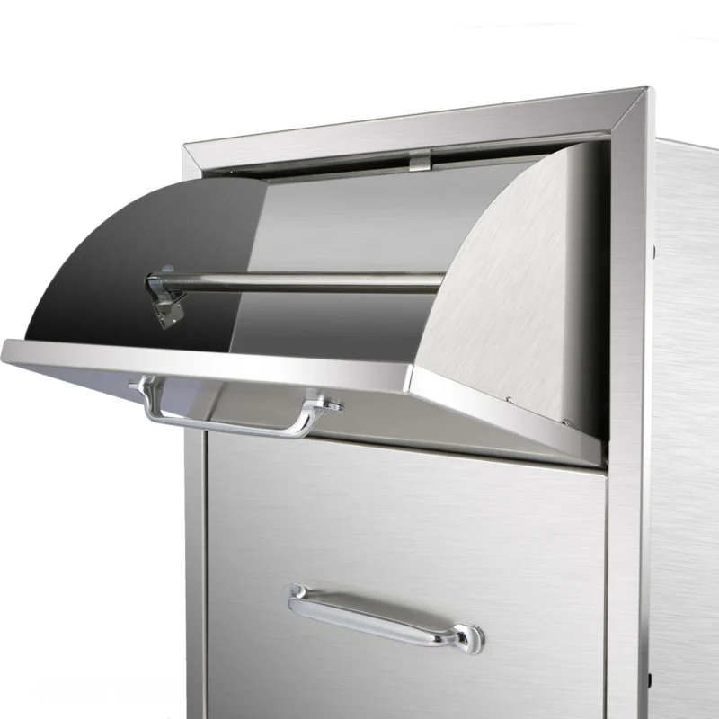 HONYTA Outdoor Kitchen Drawers 17x30x23 Inch,Outdoor Kitchen Drawers Stainless,3-Tier Stainless Steel BBQ Drawers, Triple Access Drawers with Handle for BBQ Island Outdoor Kitchen