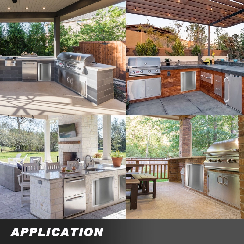 HONYTA Outdoor Kitchen Drawers 14x20.5x23 Inch,Outdoor Kitchen Drawers Stainless,3-Tier Stainless Steel BBQ Drawers, Triple Access Drawers with Handle for BBQ Island Outdoor Kitchen