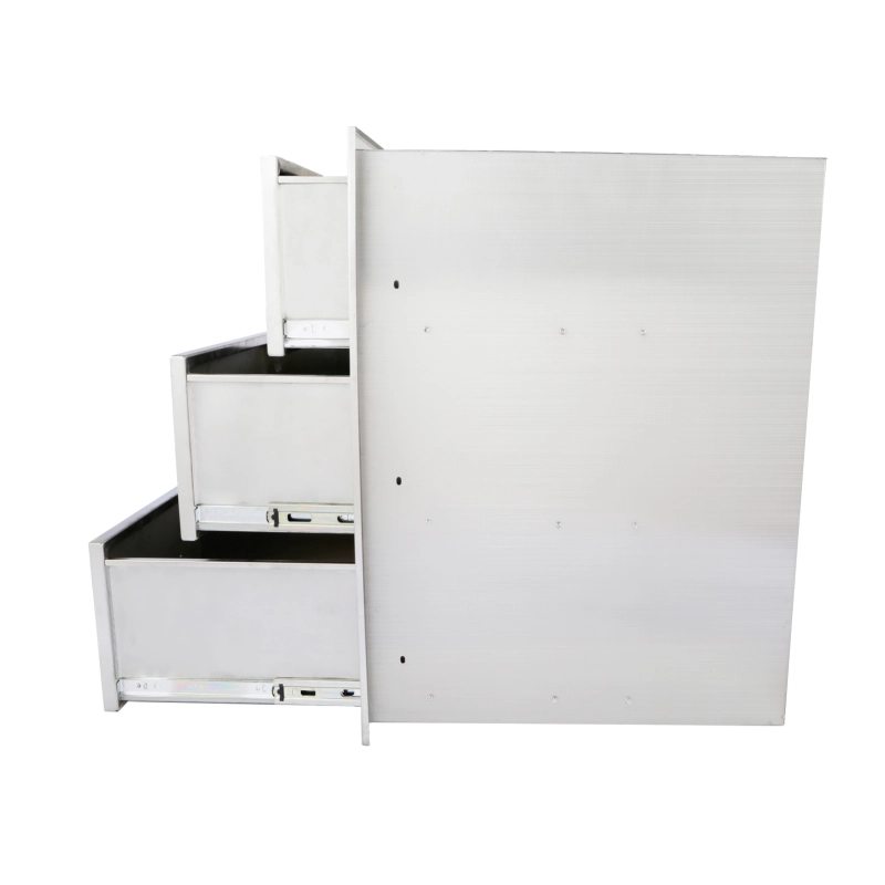 HONYTA Outdoor Kitchen Drawers 14x20.5x23 Inch,Outdoor Kitchen Drawers Stainless,3-Tier Stainless Steel BBQ Drawers, Triple Access Drawers with Handle for BBQ Island Outdoor Kitchen