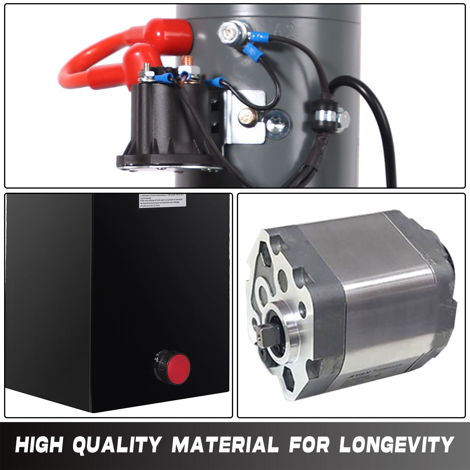 HONYTA Car Lift Hydraulic Power Unit with 15 Quart Iron Oil Tank 12V DC Motor Double Acting Performance Pump for Lifting Dump Trailer