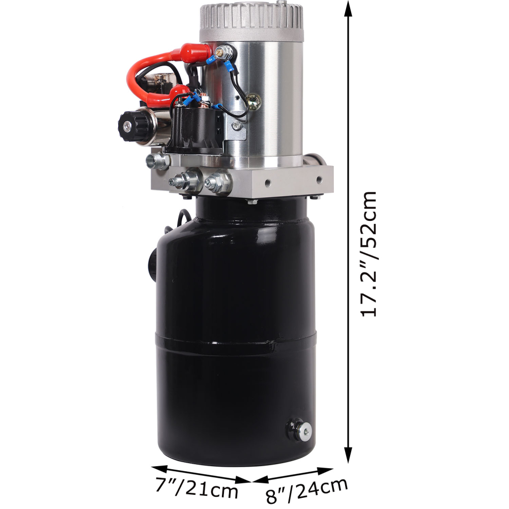 HONYTA Hydraulic Power Unit with 6 Quart Iron Oil Tank 12V DC Motor Single Acting Hydraulic Power Pack with Pressure Gauge, Hydraulic Pump for Lifting 4M Control Handle…