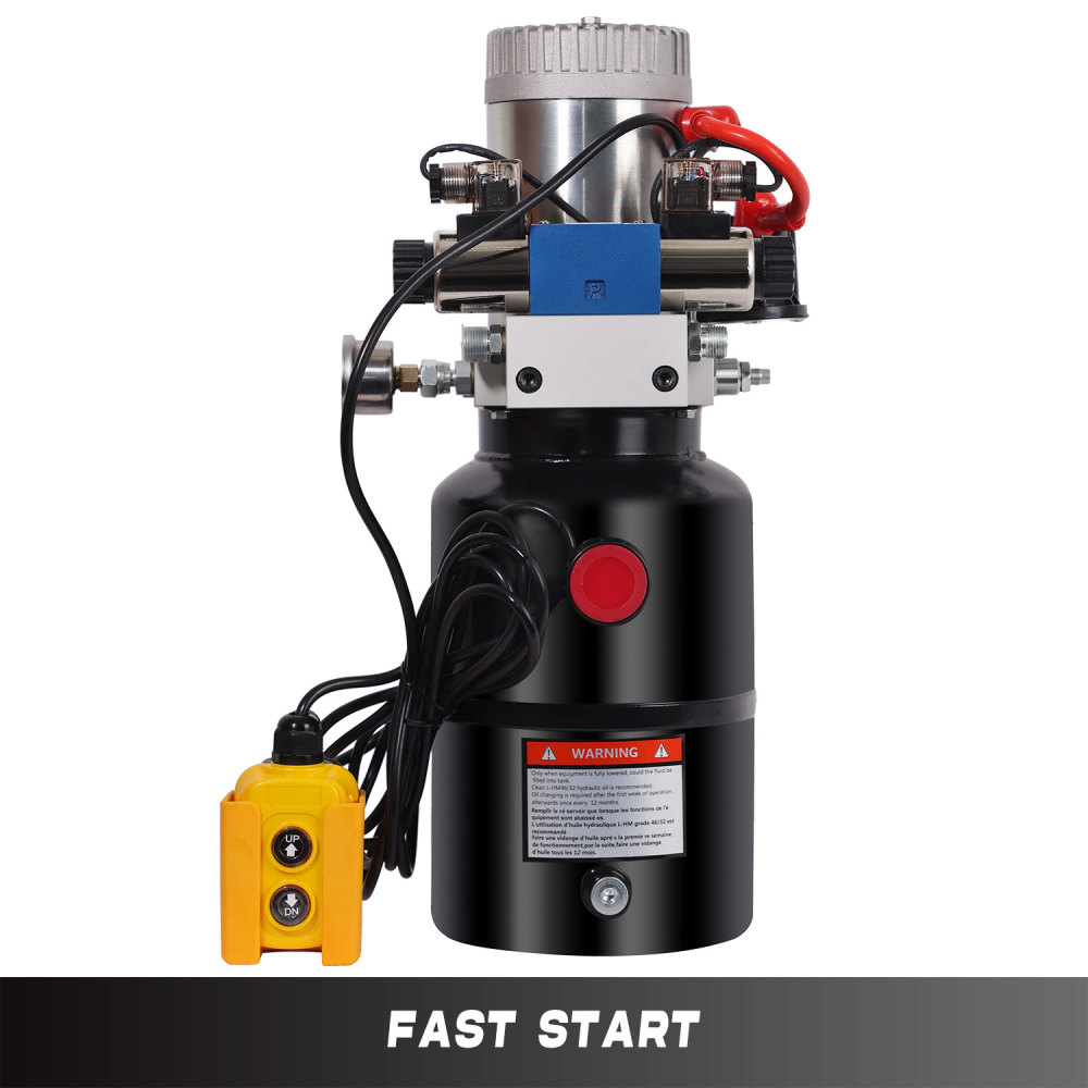 HONYTA Hydraulic Power Unit with 6 Quart Iron Oil Tank 12V DC Motor Single Acting Hydraulic Power Pack with Pressure Gauge, Hydraulic Pump for Lifting 4M Control Handle…