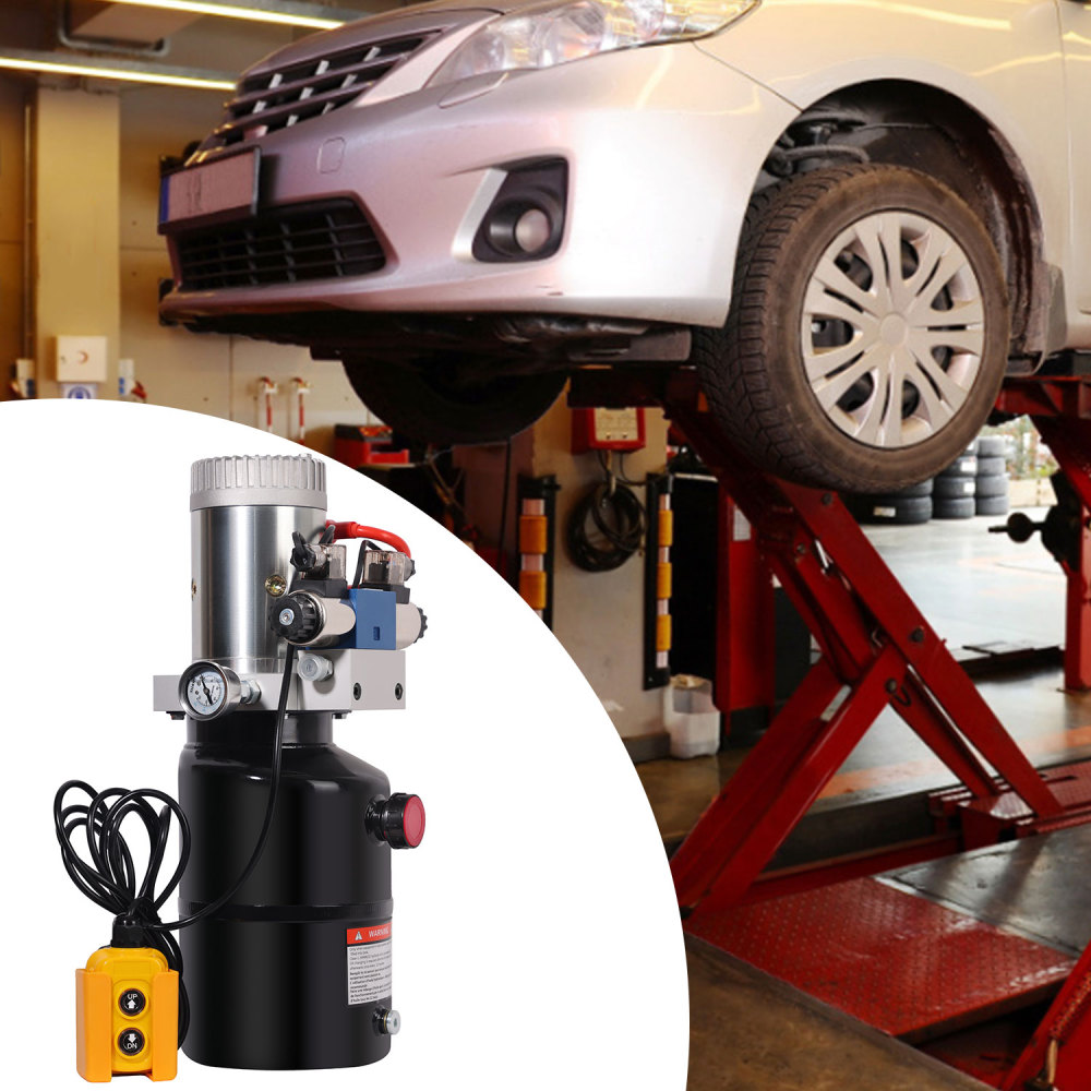 HONYTA Hydraulic Power Unit with 6 Quart Iron Oil Tank 12V DC Motor Single Acting Hydraulic Power Pack with Pressure Gauge, Hydraulic Pump for Lifting 4M Control Handle…