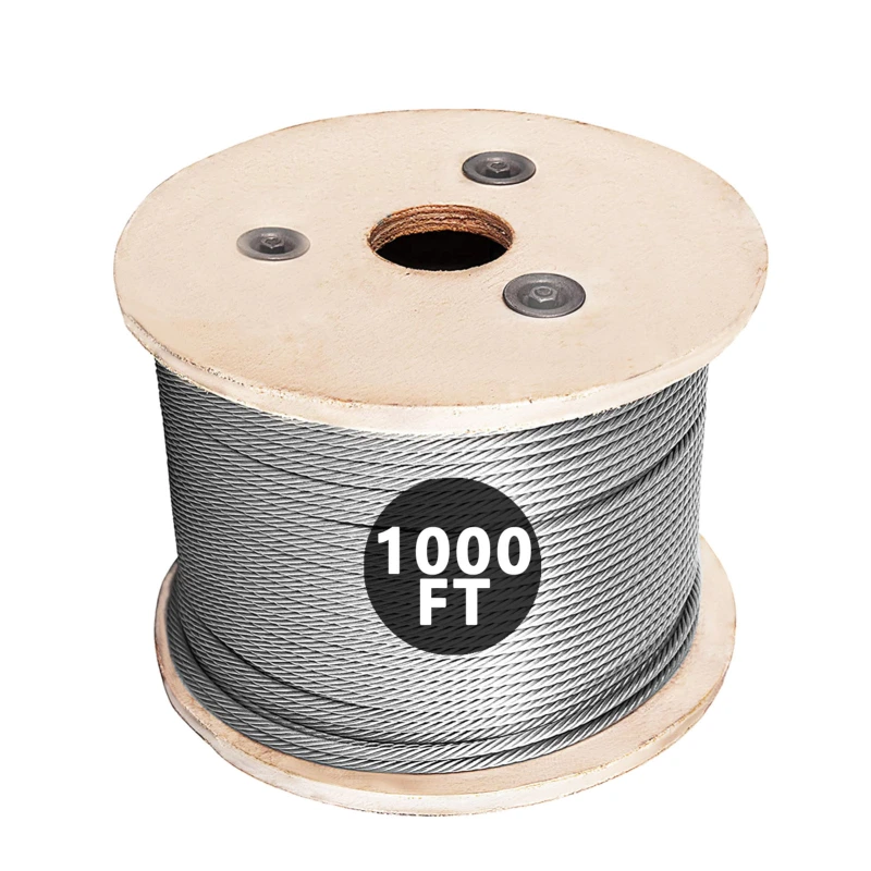 HONYTA 1000FT 1/8" T316 Stainless Steel Cable with Aircraft Cable for Deck Railing, Stainless Steel Wire Rope, 1 x 19 Strands Construction for DIY Balustrade