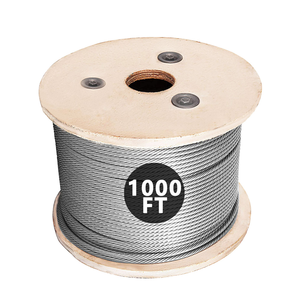HONYTA 1000FT 1/8" T316 Stainless Steel Cable with Aircraft Cable for Deck Railing, Stainless Steel Wire Rope, 1 x 19 Strands Construction for DIY Balustrade