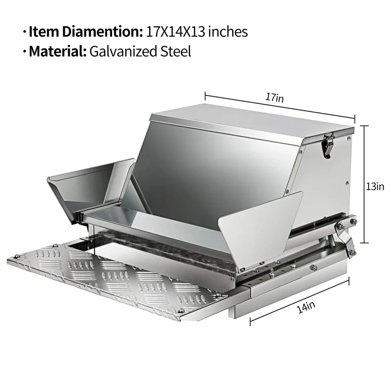 HONYTA  Automatic Chicken Feeder 25 lb Galvanized Steel Poultry Feeder, Up to 12 Chickens 10 Days with Weatherproof Lid, for Chickens, Ducks, Fowl