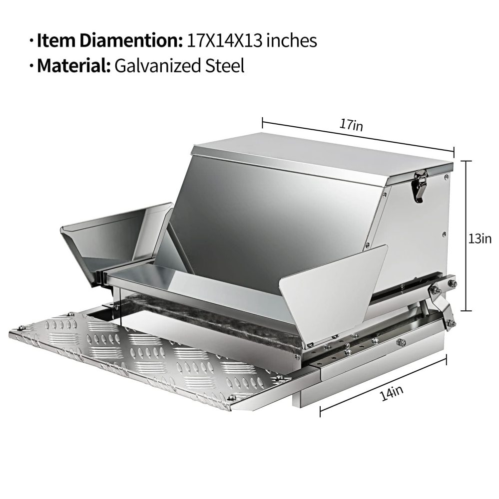 HONYTA  Automatic Chicken Feeder 25 lb Galvanized Steel Poultry Feeder, Up to 12 Chickens 10 Days with Weatherproof Lid, for Chickens, Ducks, Fowl