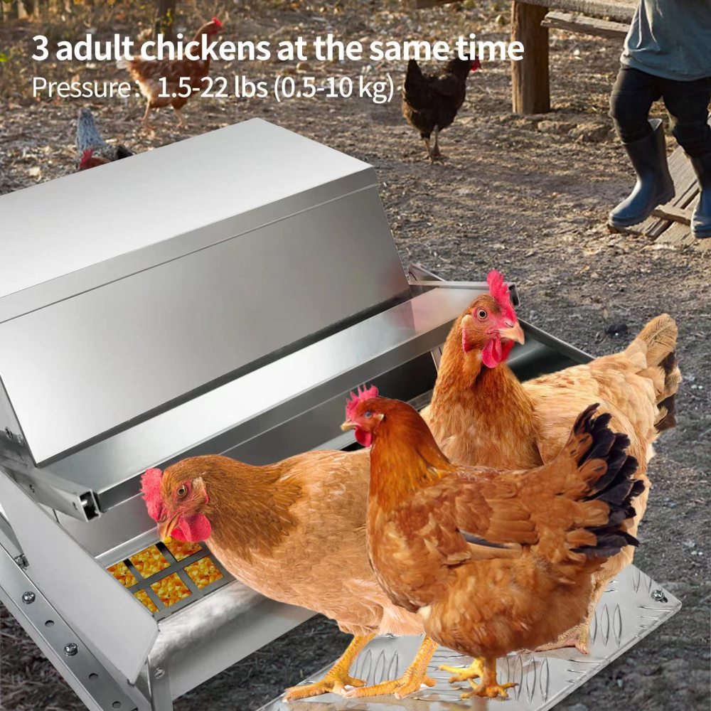 HONYTA  Automatic Chicken Feeder 25 lb Galvanized Steel Poultry Feeder, Up to 12 Chickens 10 Days with Weatherproof Lid, for Chickens, Ducks, Fowl