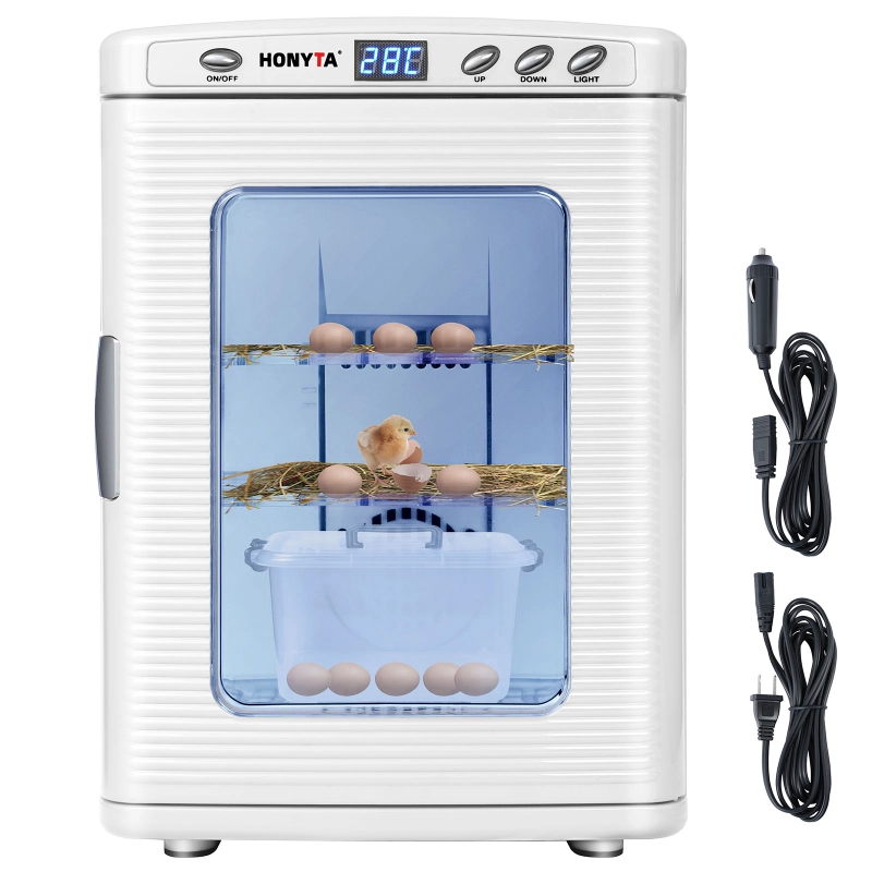 HONYTA (White)  Incubators for Hatching Eggs, 25L Portable Reptile Scientific Lab Incubator with 5°C-60°C, 12V/110V Heating and Cooling for Small Reptiles