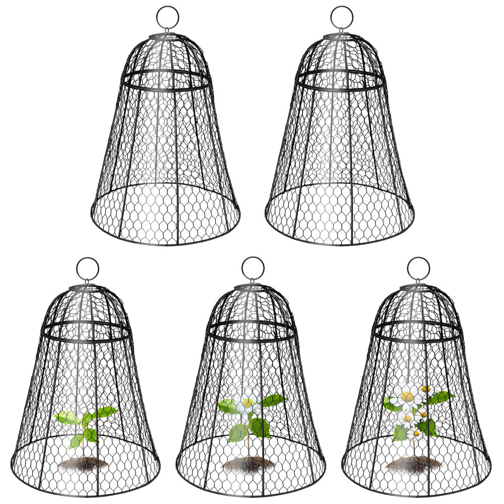 5 Pack Plant Protection Cage with Detachable Top, Metal Wire Mesh Plants, Anti Rust Fine Mesh Plant Cages for Outdoor Vegetable Gardens, Plant Protection Cages to Keep Animals Out