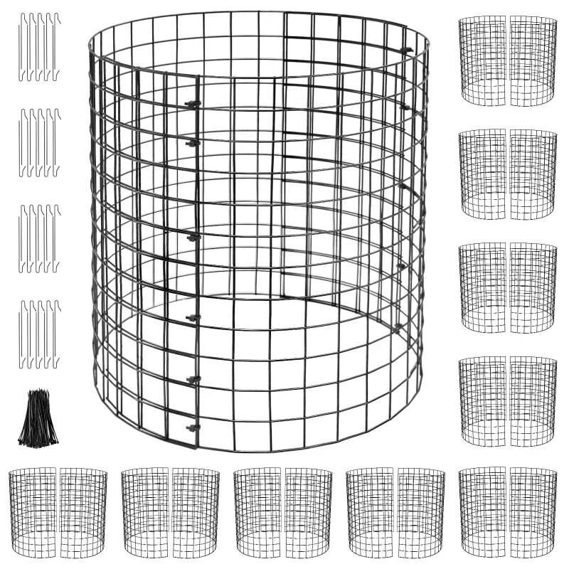 10 Pack Metal Plant Protector, Metal Plant Protection Cages (13" Diax14.2H) to Keep Animals Out, for The Garden Protection of Flowers, Saplings, Fruits Vegetables, Black