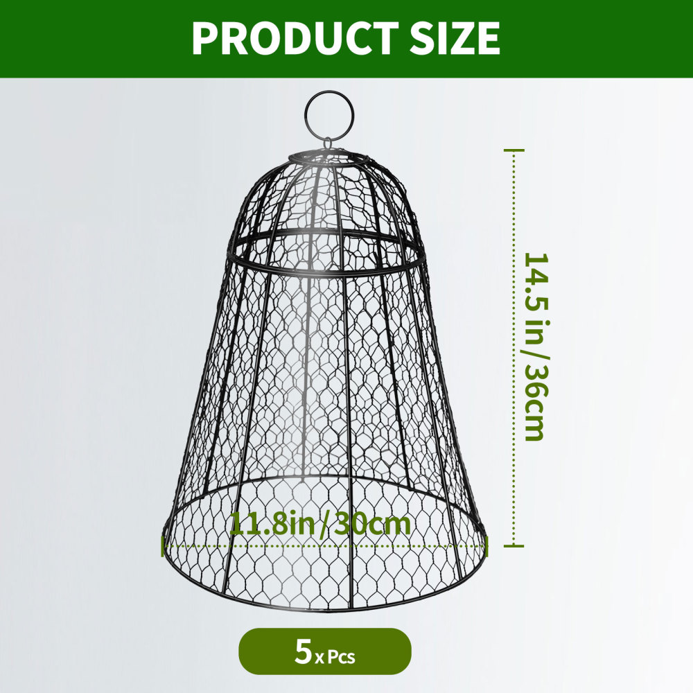5 Pack Plant Protection Cage with Detachable Top, Metal Wire Mesh Plants, Anti Rust Fine Mesh Plant Cages for Outdoor Vegetable Gardens, Plant Protection Cages to Keep Animals Out