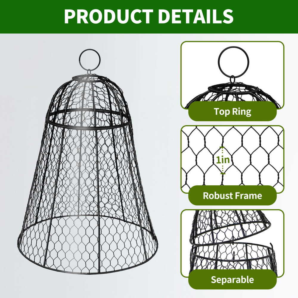 5 Pack Plant Protection Cage with Detachable Top, Metal Wire Mesh Plants, Anti Rust Fine Mesh Plant Cages for Outdoor Vegetable Gardens, Plant Protection Cages to Keep Animals Out