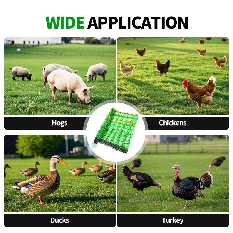 Electric Fence Netting, 49.6" H x 164' L, Portable Livestock Nets Mesh for Hogs, Chickens, Ducks, Geese, Hogs, Turkey, PE Net Fencing Used in Backyards, Farms and Ranches and Gardens