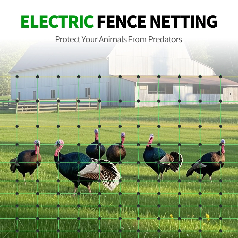 Electric Fence Netting, 49.6" H x 164' L, Portable Livestock Nets Mesh for Hogs, Chickens, Ducks, Geese, Hogs, Turkey, PE Net Fencing Used in Backyards, Farms and Ranches and Gardens
