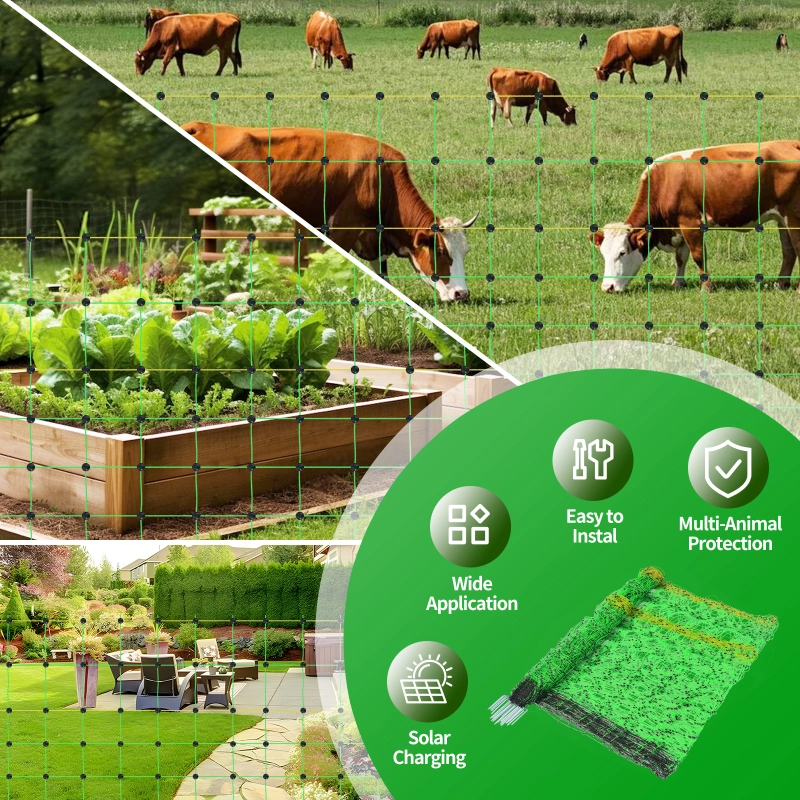 Electric Fence Netting, 49.6" H x 164' L, Portable Livestock Nets Mesh for Hogs, Chickens, Ducks, Geese, Hogs, Turkey, PE Net Fencing Used in Backyards, Farms and Ranches and Gardens