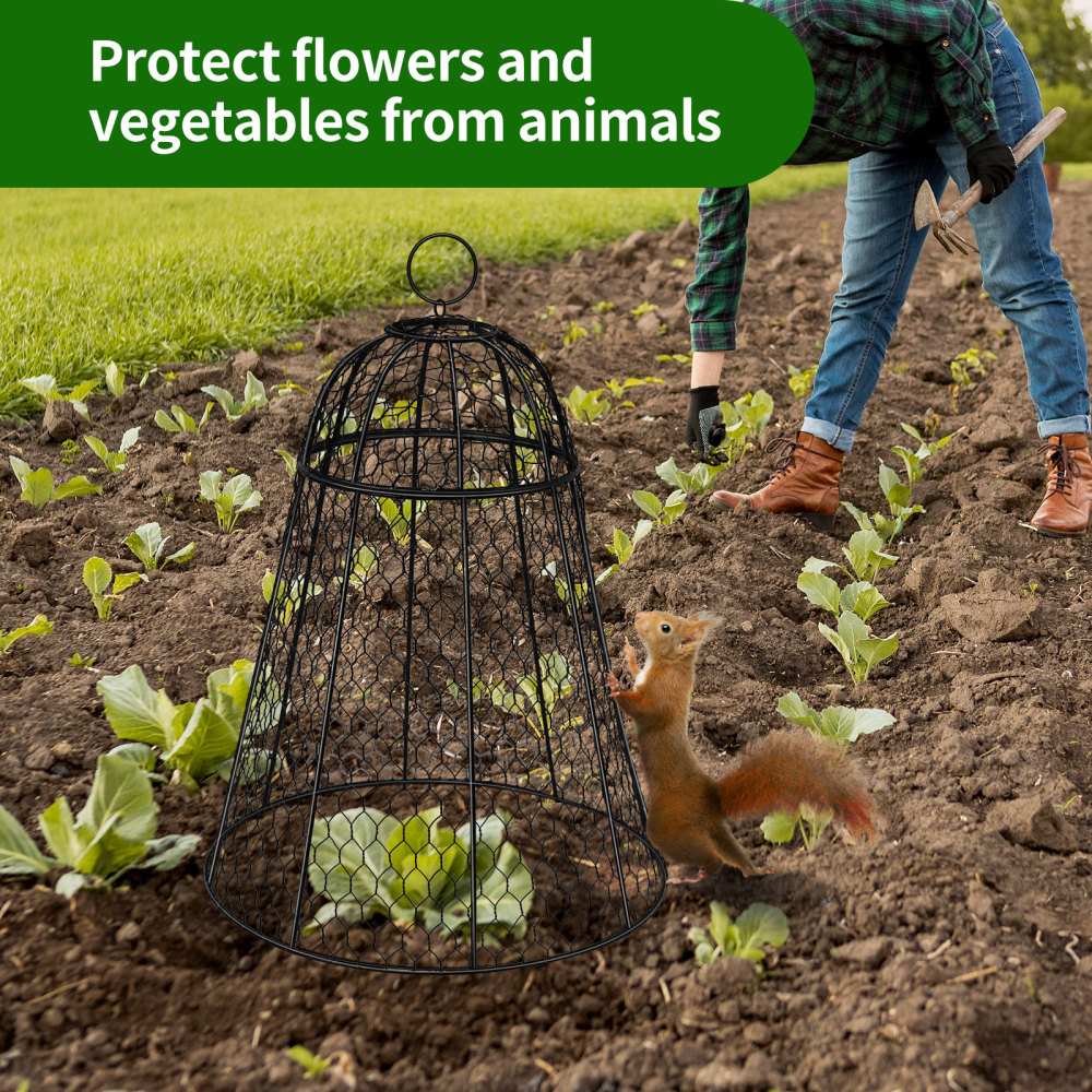 5 Pack Plant Protection Cage with Detachable Top, Metal Wire Mesh Plants, Anti Rust Fine Mesh Plant Cages for Outdoor Vegetable Gardens, Plant Protection Cages to Keep Animals Out