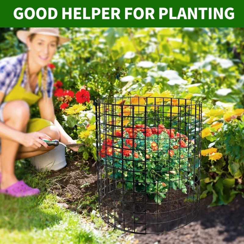 10 Pack Metal Plant Protector, Metal Plant Protection Cages (13" Diax14.2H) to Keep Animals Out, for The Garden Protection of Flowers, Saplings, Fruits Vegetables, Black