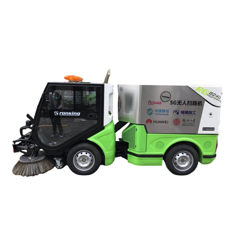 Multi functional road sweeper RG-8240, equipped with articulated steering and no less than 5 professional quality accessory devices