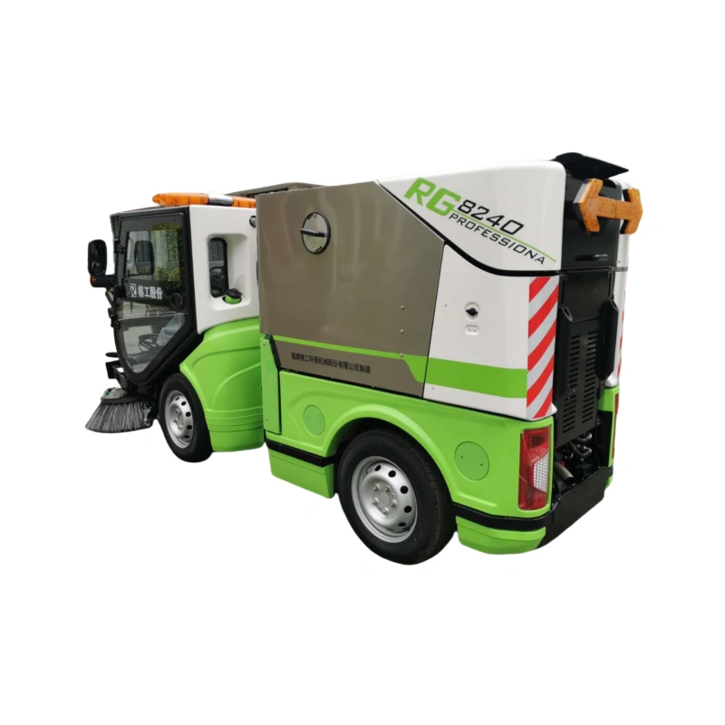 Multi functional road sweeper RG-8240, equipped with articulated steering and no less than 5 professional quality accessory devices