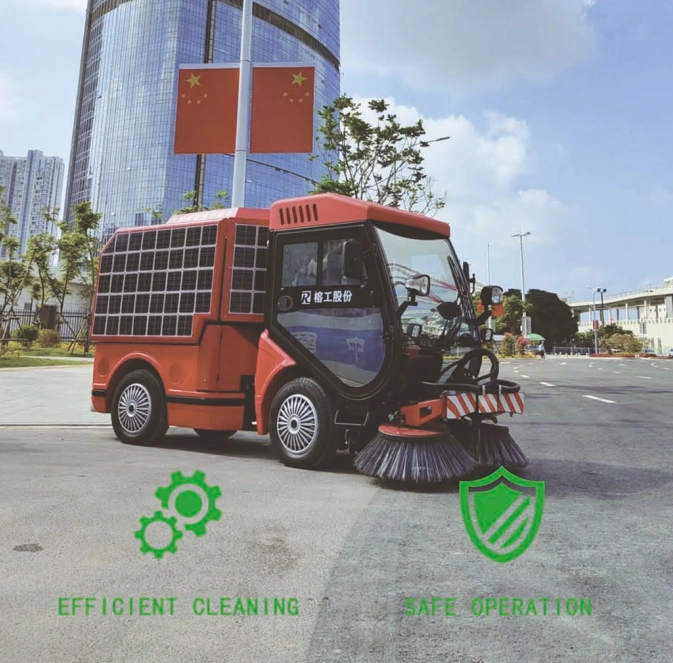 RG-TEV8240 solar lithium-ion road sweeper, an electric product completed according to the three electric standards of electric vehicle regulations, with a 300V or above electronic control system, aviation grade photovoltaic panels, and a sweeping width th